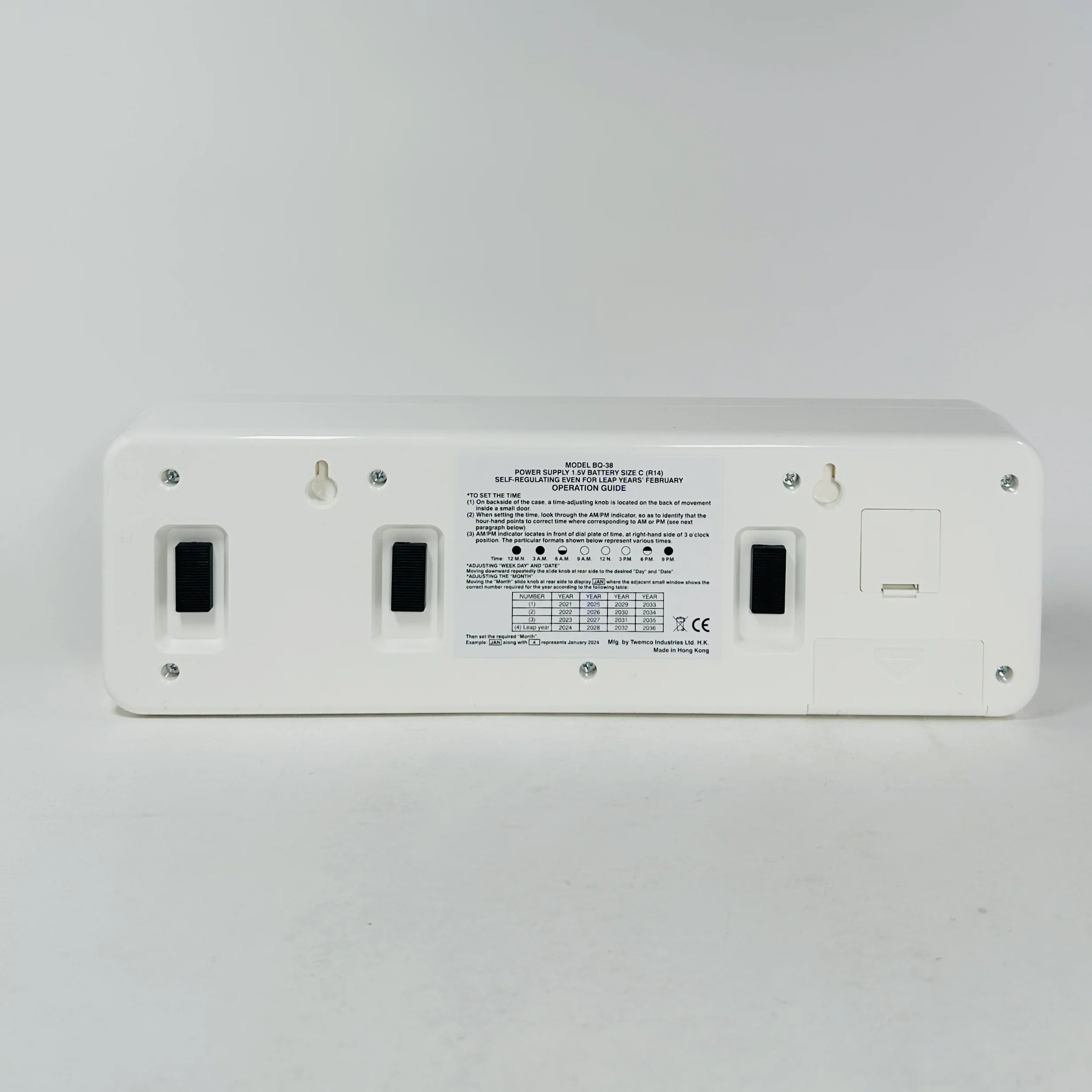 TWEMCO Clock Face & Flip Calendar BQ-38 White - Image 3