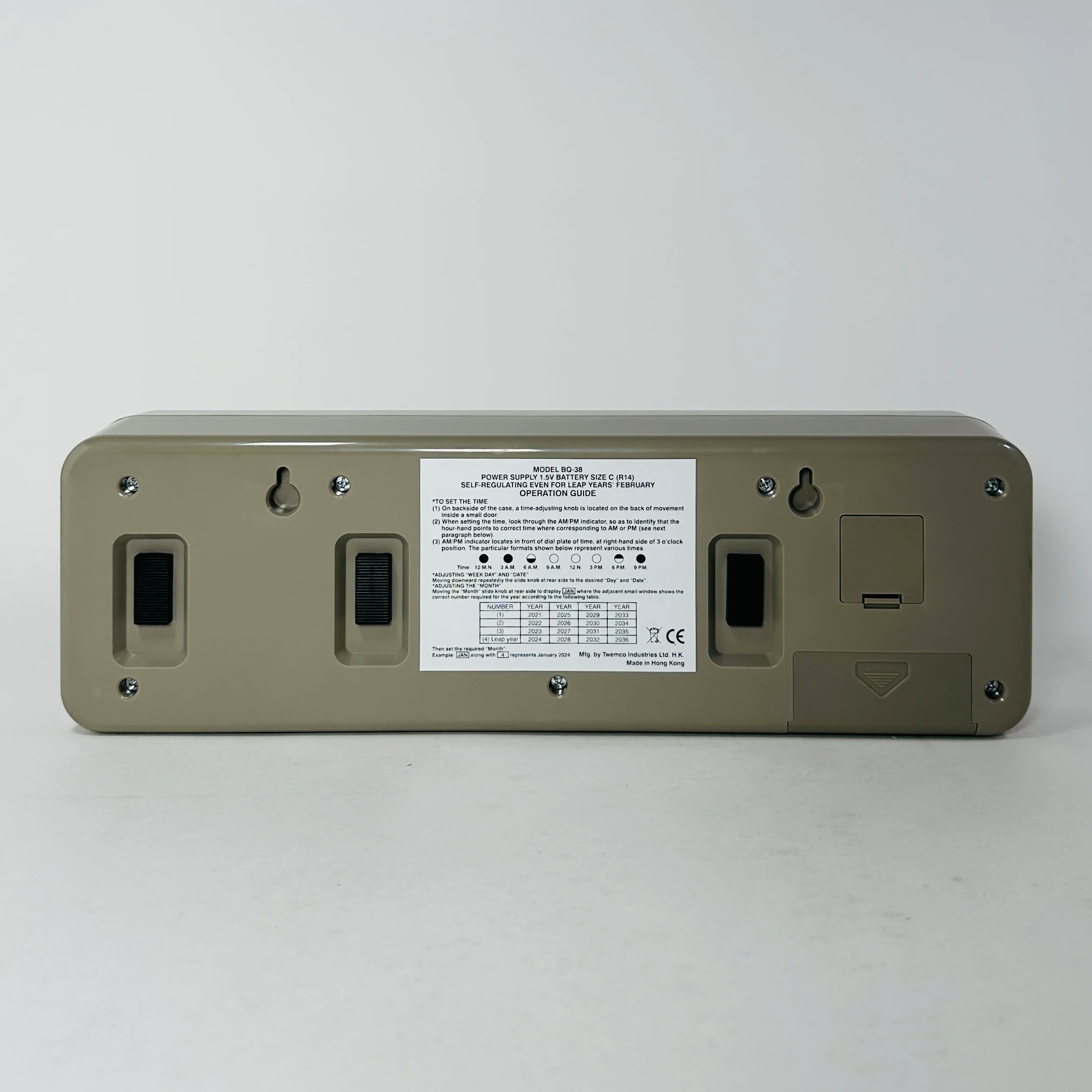 TWEMCO Clock Face & Flip Calendar BQ-38 Grey - Image 3